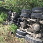 Dump truck overturns at Spotts Dump truck overturns at Spotts