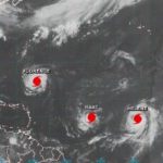 Three hurricanes rolling across Atlantic Three hurricanes rolling across Atlantic